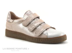 Achat chaussures Fugitive Femme Basket, vente Fugitive MOGIO Metal Craie Peche - Basket 3 velcro Femme