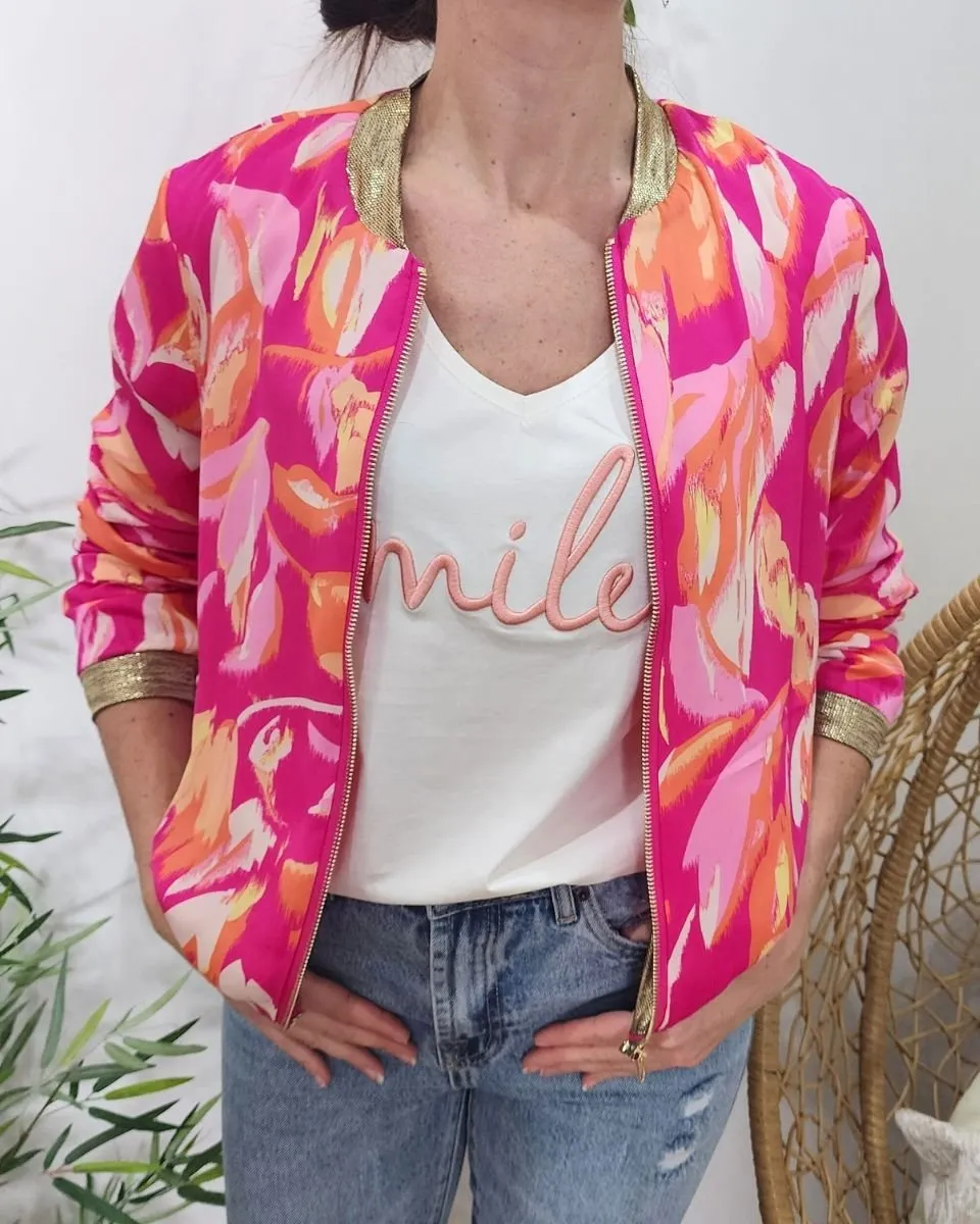 Bombers femme fuchsia orange Nouria