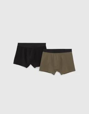 Boxers kaki et noir Homme