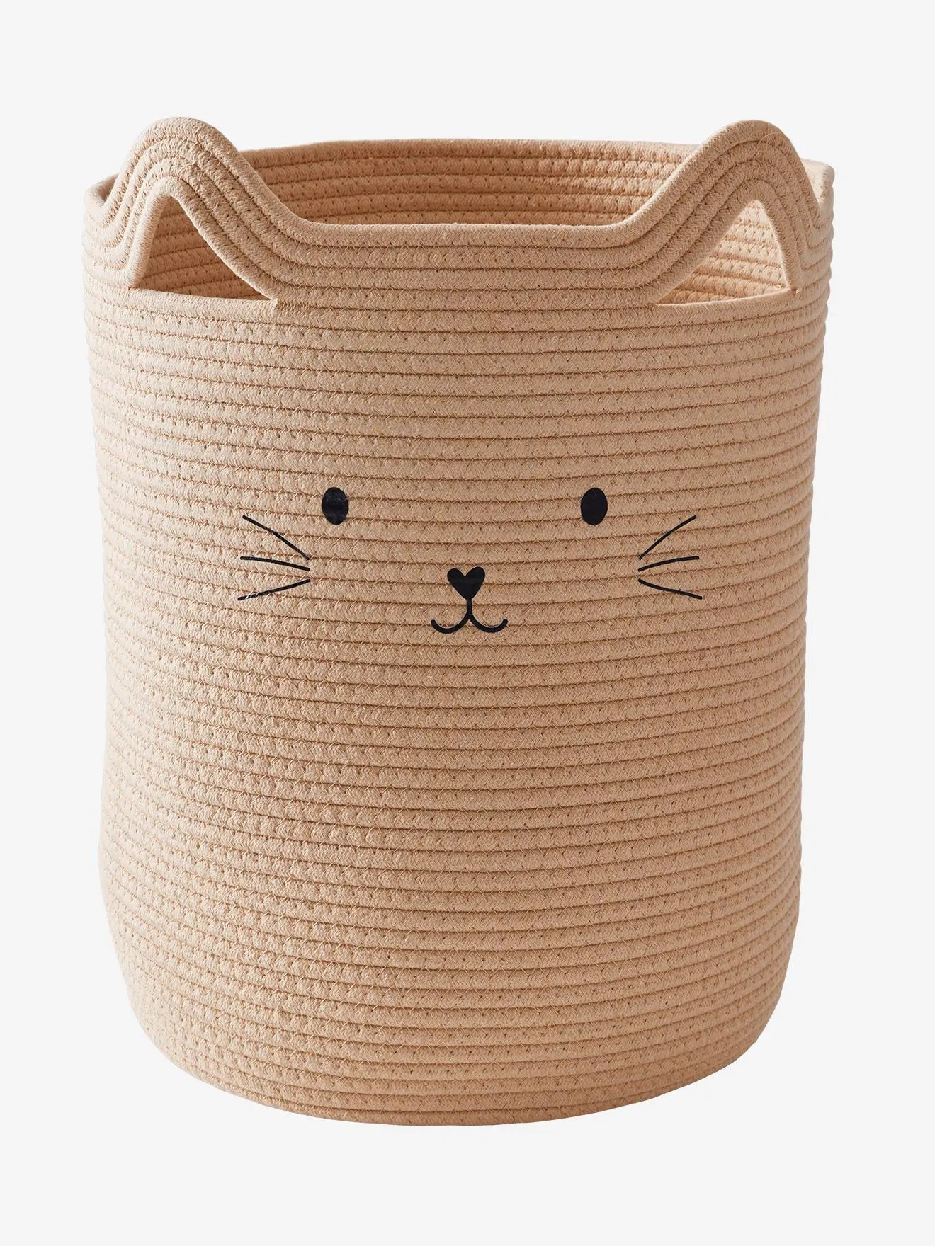 Panier de rangement en corde Chat beige - Vertbaudet