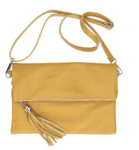 Pochette cuir femme senape