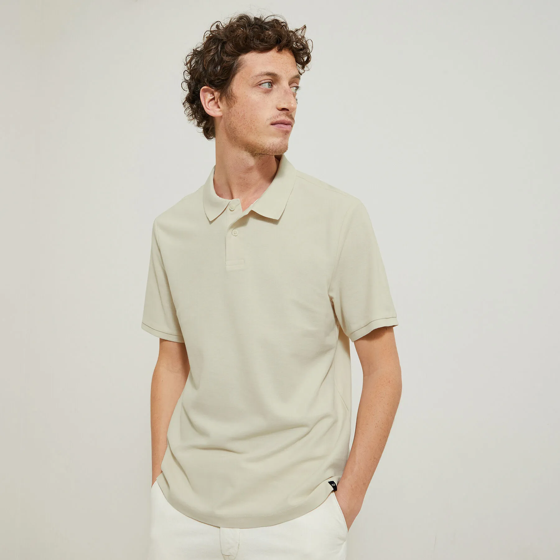 Polo manches courtes uni piqué Beige | Jules