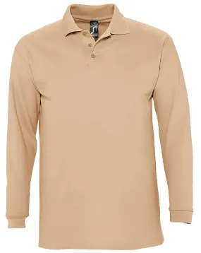 Polo manches longues - Homme - 11353 - beige sable 