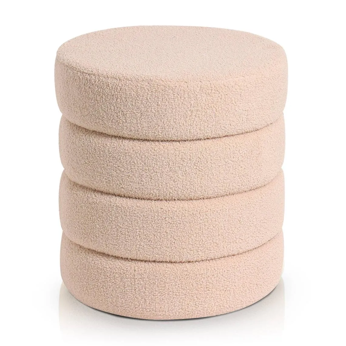 Pouf cylindrique Bobino Tissu bouclette Beige | 3 Suisses