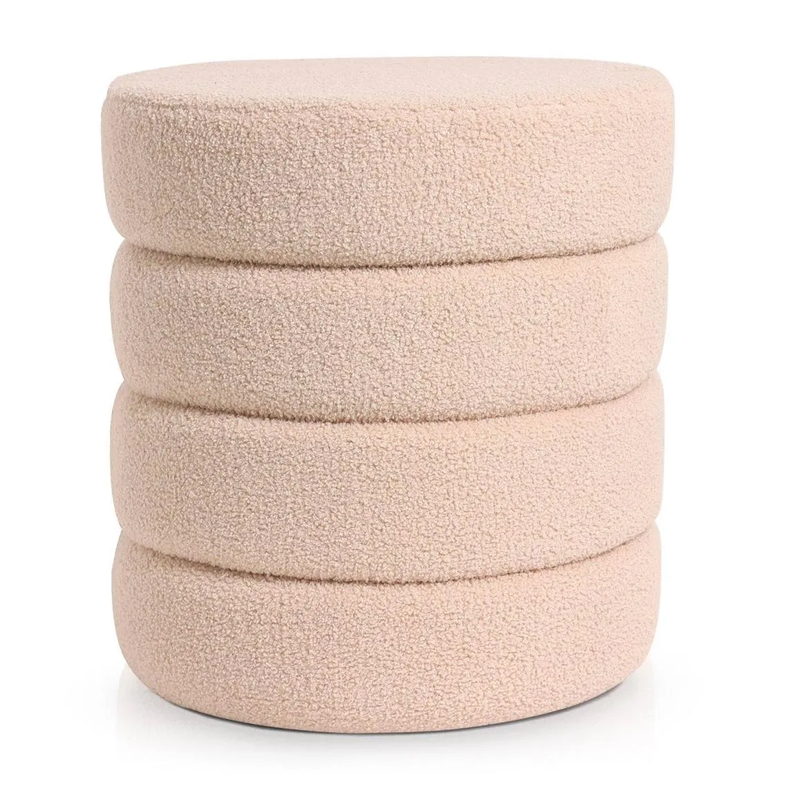 Pouf cylindrique Bobino Tissu bouclette Beige | 3 Suisses