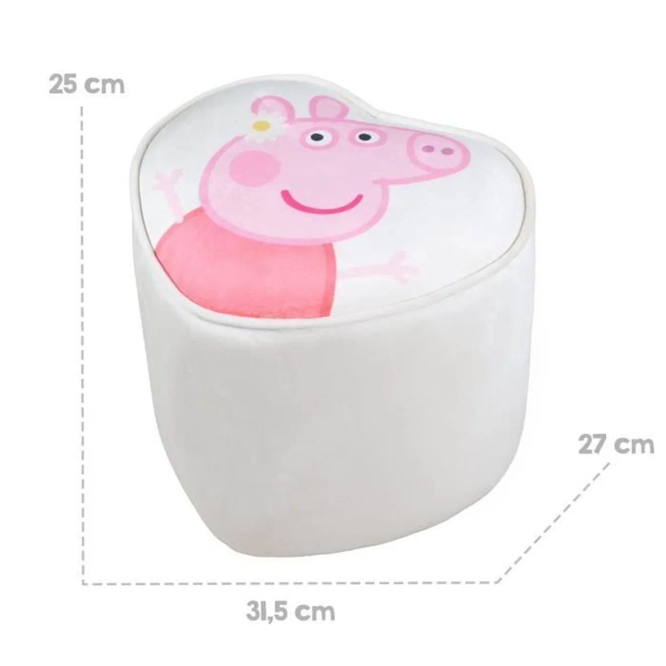 ROBA Pouf Bébé en Forme de Coeur Peppa Pig - Revêtement en Velours Doux - Beige / Motif Truie beige - Roba