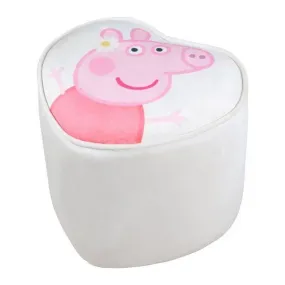 ROBA Pouf Bébé en Forme de Coeur Peppa Pig - Revêtement en Velours Doux - Beige / Motif Truie beige - Roba