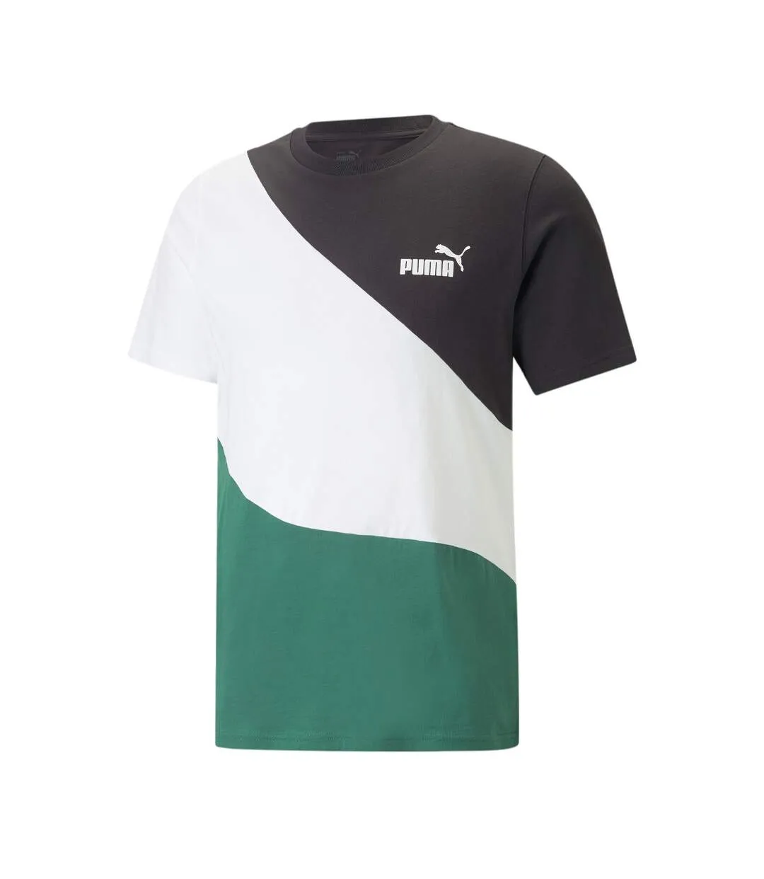 T-shirt Blanc/Noir/Vert Homme Puma Power Cat