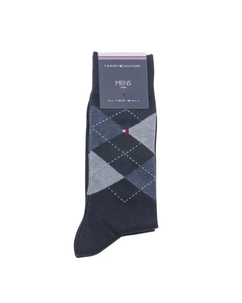 Tommy Hilfiger Lot de 2 chaussettes marine et carreaux grande taille - Size-factory