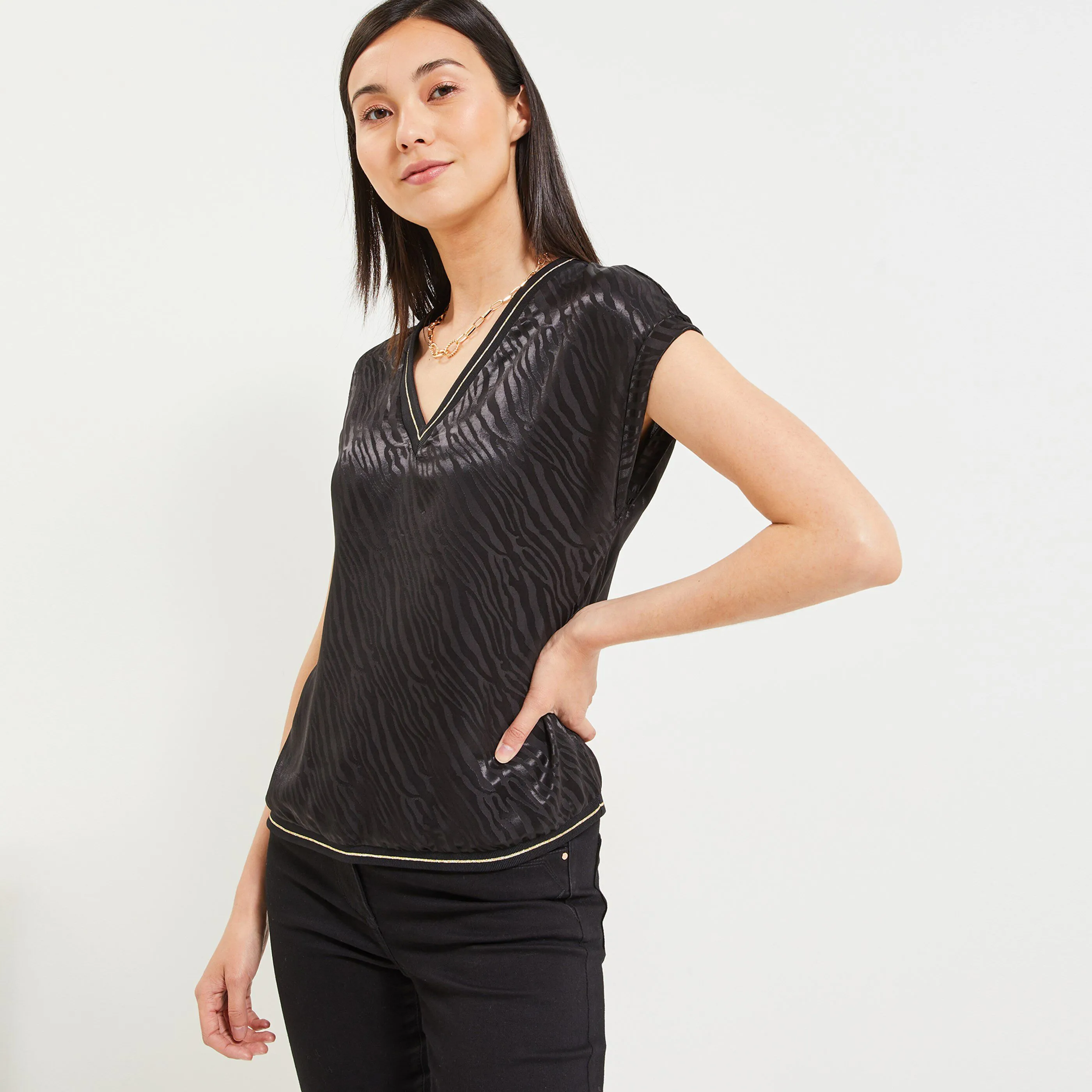 Top jacquard femme