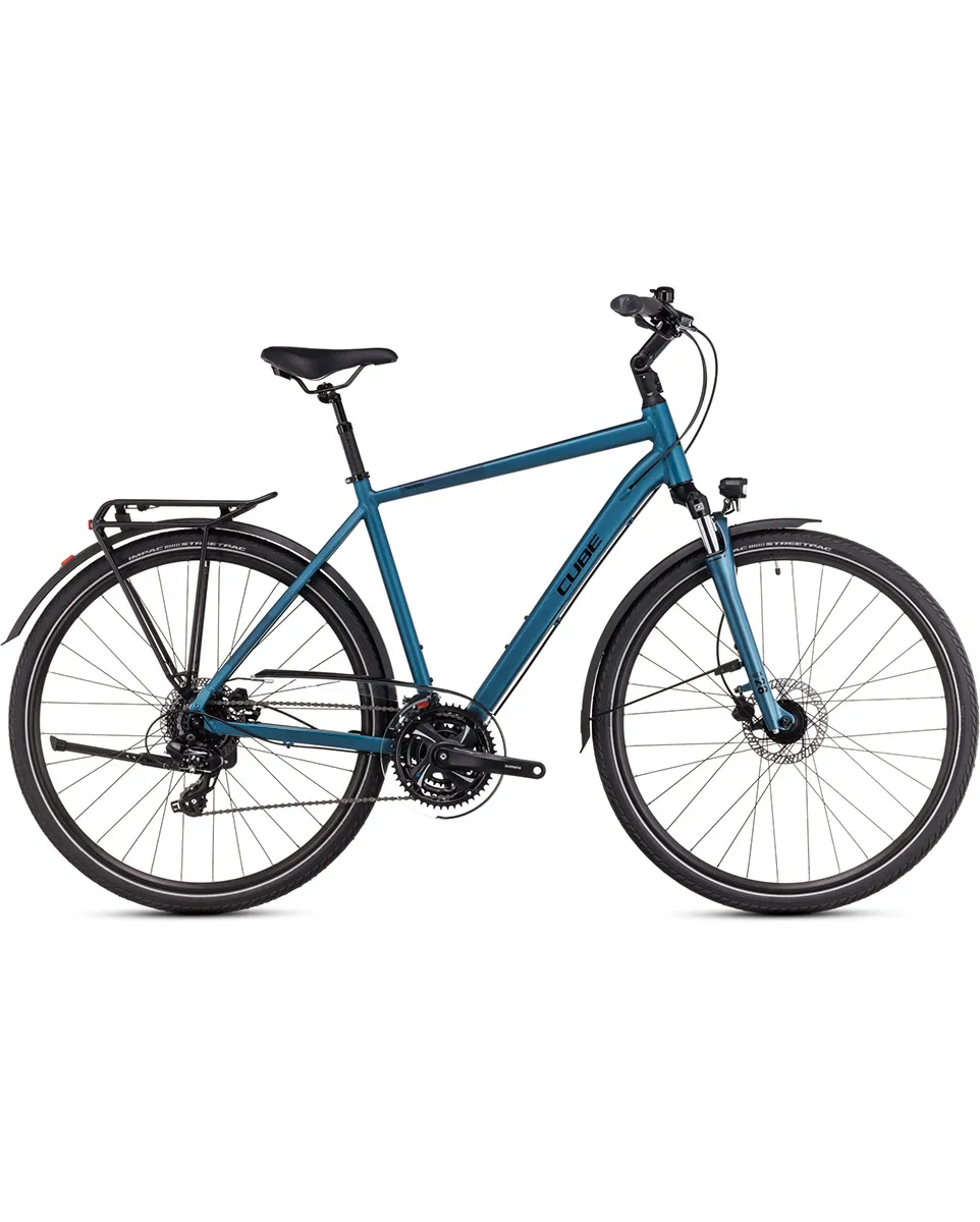 Vélo trekking Homme TOURING ONE Bleu/Vert